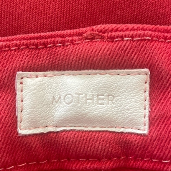 MOTHER Looker Ankle Fray Jeans Firecracker Red Distressed Women’s Size 26 - Picture 6 of 14